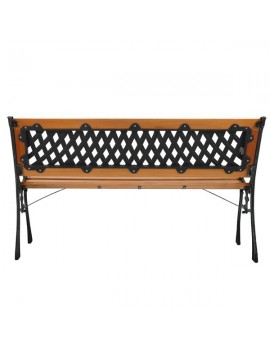 49" Garden Bench Patio Porch Chair Deck Hardwood Cast Iron Love Seat Weave Style Back