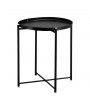 Artisasset Round Metal Countertop And Cross Base Wrought Iron Living Room Side Table Black