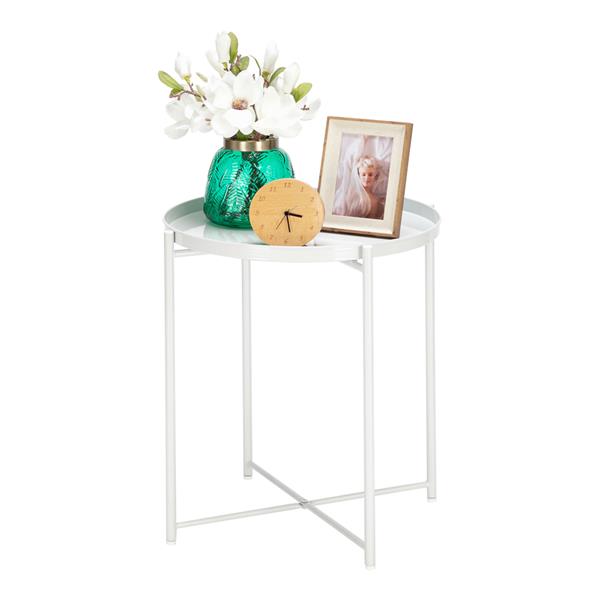 Details about   Artisasset Round Metal Countertop Cross Base Wrought Iron Living Room Side Table 